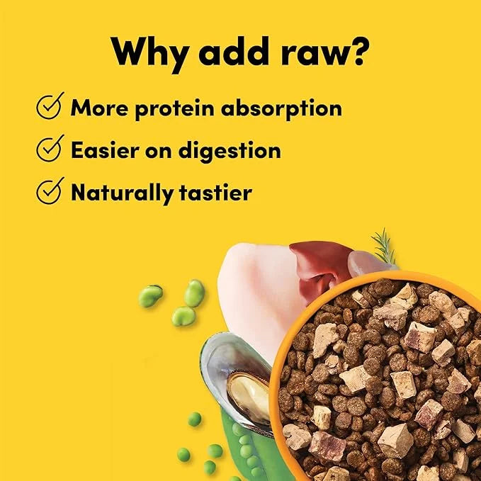 RawMix33 Premium Freeze-Dried Raw Cage-Free Chicken Recipe Dog Food, Protein Rich, Includes Kibble, Non-GMO, No Wheat or C...