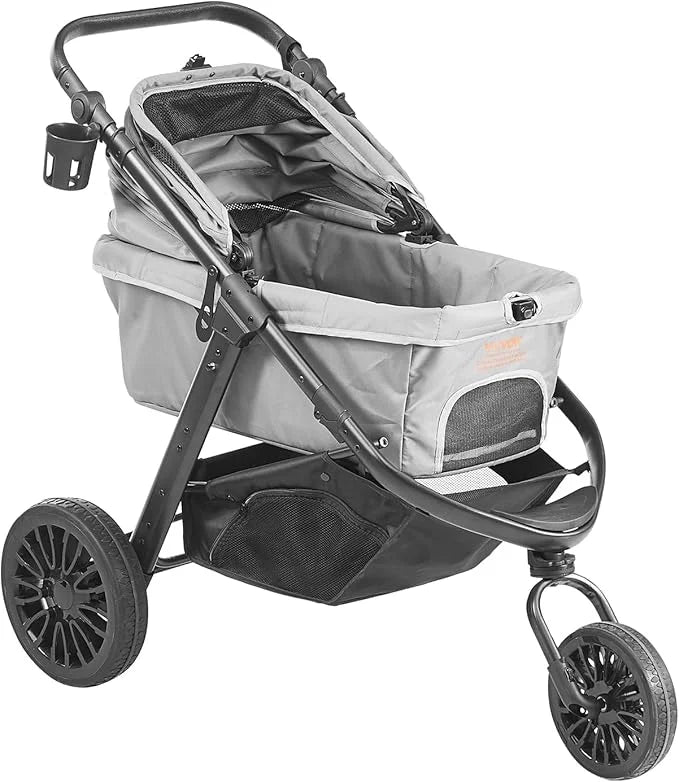 VEVOR Large Pet Stroller for Dogs Cats up to 75lbs, 3 Wheels Folding Cat Dog Stroller, Portable Pet Jogging Stroller with ...