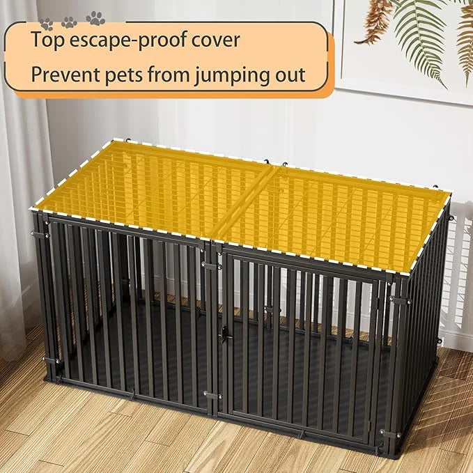 Steel Tube Heavy Large Dog Crate with Mat Base, 55" L x 32" H Dog Crates for Medium Large Dogs, Big Dog Cage, Dog Kennel, ...