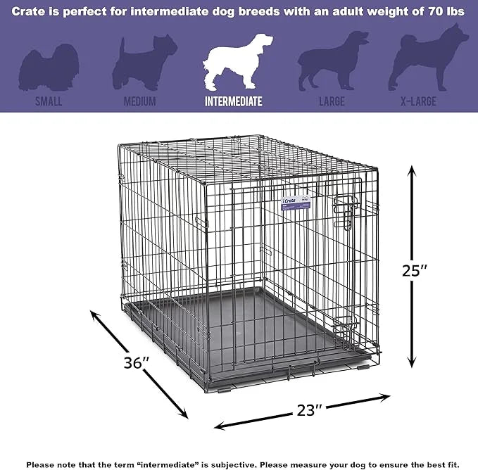 MidWest Homes for Pets Newly Enhanced Single & Double Door iCrate Dog Crate, Includes Leak-Proof Pan, Floor Protecting Fee...