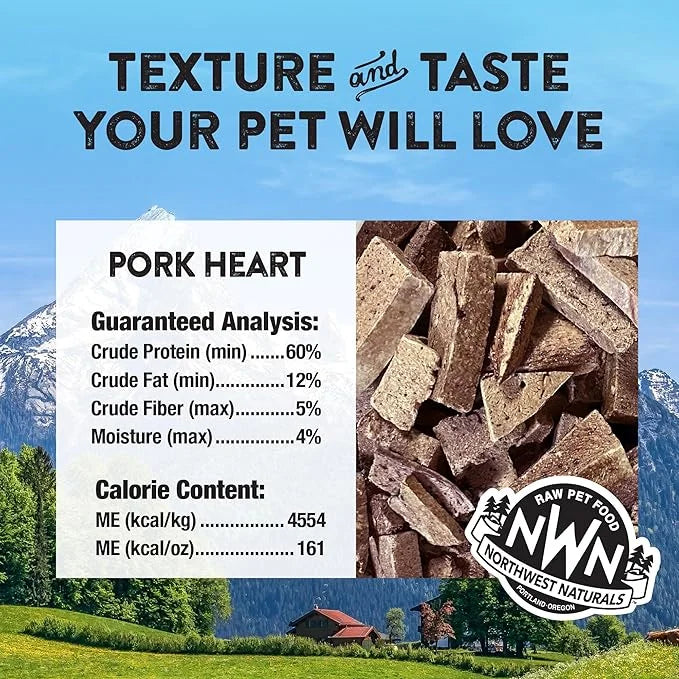 Northwest Naturals Raw Rewards Freeze-Dried Pork Heart Treats for Dogs and Cats - Bite-Sized Pieces - Healthy, 1 Ingredien...