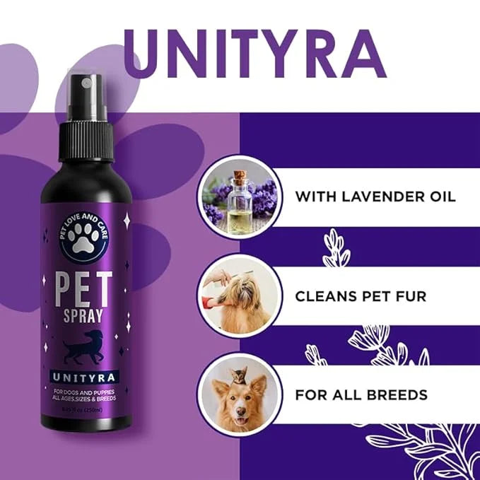 Pet Deodorizing Spray –Lavender Essential Oil | Odor Eliminator for Cats & Dogs, For All Ages, Sizes and Breeds| Safe for ...