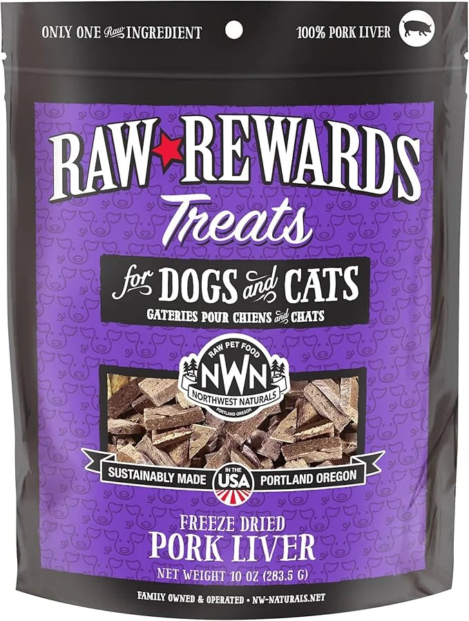 Northwest Naturals Raw Rewards Freeze-Dried Pork Liver Treats for Dogs and Cats - Bite-Sized Pieces - Healthy, 1 Ingredien...