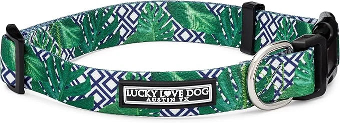 Lucky Love Dog Collar, Beautiful & Vivid Pattern Large Boy Dog Collars, Easy On & Off Clasp Accessory (Blue Laguna, L) - P...