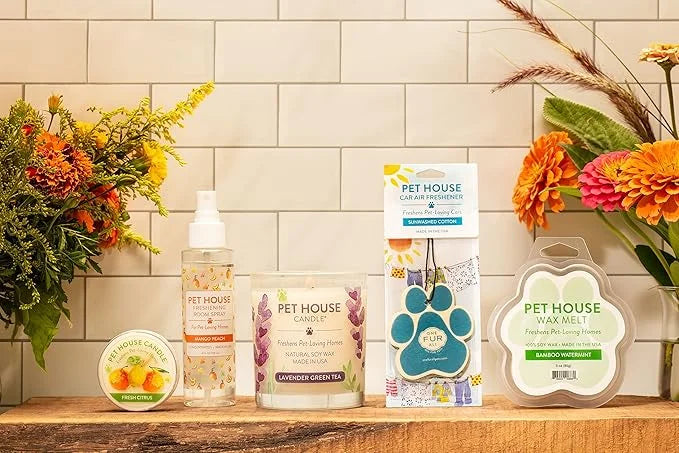 One Fur All Value Pack - Pet Friendly Candles, Room Spray and Car Air Freshener, Long Lasting Plant-Based Pet Odor Candles...