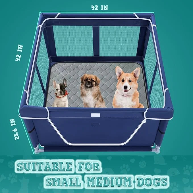 42x42 Inches Puppy Playpen with Dog Pads, Playpen for Puppies or Small Dogs, Indoor & Outdoor Use, Sturdy Safety Pen with ...