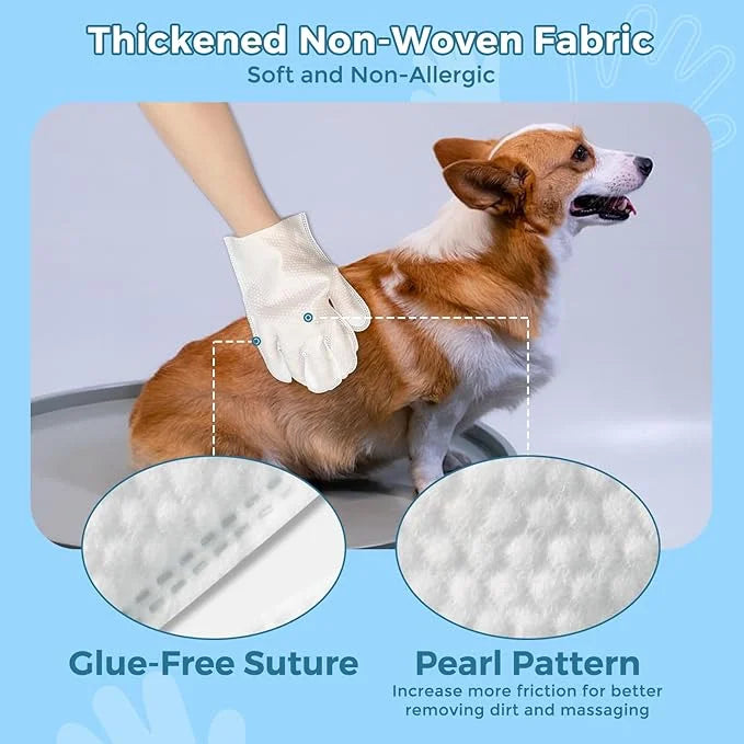 Vannon Extra Thick Pet Bathing Wipes for Dogs & Cats, Cleaning & Odor-Controlling Grooming Gloves, Nourish Fur Glove Wipes...