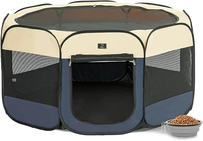 A4Pet Dog Playpen, Portable Pet Playpen, Pop Up Dog Playpen Indoor/Outdoor - Ideal for Dogs, Cats - Removable Zipper & Col...
