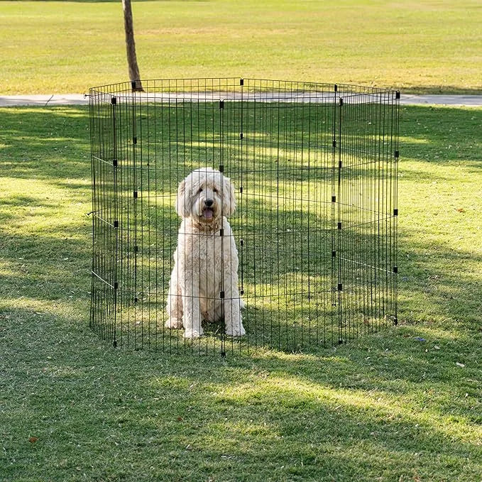 IRIS USA Metal Dog Playpen, 8-Panel 48" Pet Playpen, Puppy Playpen, Indoor/Outdoor Dog Fence, 58 x 58 x 48, Foldable, Cust...