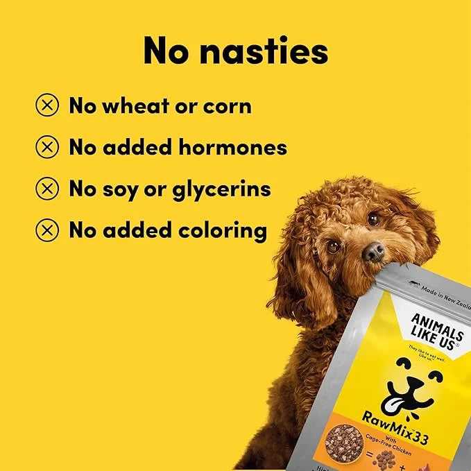 RawMix33 Premium Freeze-Dried Raw Cage-Free Chicken Recipe Dog Food, Protein Rich, Includes Kibble, Non-GMO, No Wheat or C...