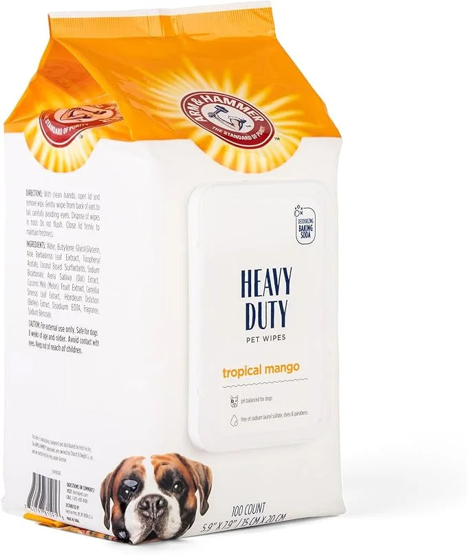 Arm & Hammer for Pets Heavy Duty Multipurpose Bath Wipes for Dogs | All Purpose Dog Wipes Remove Smell & Refresh Skin for ...