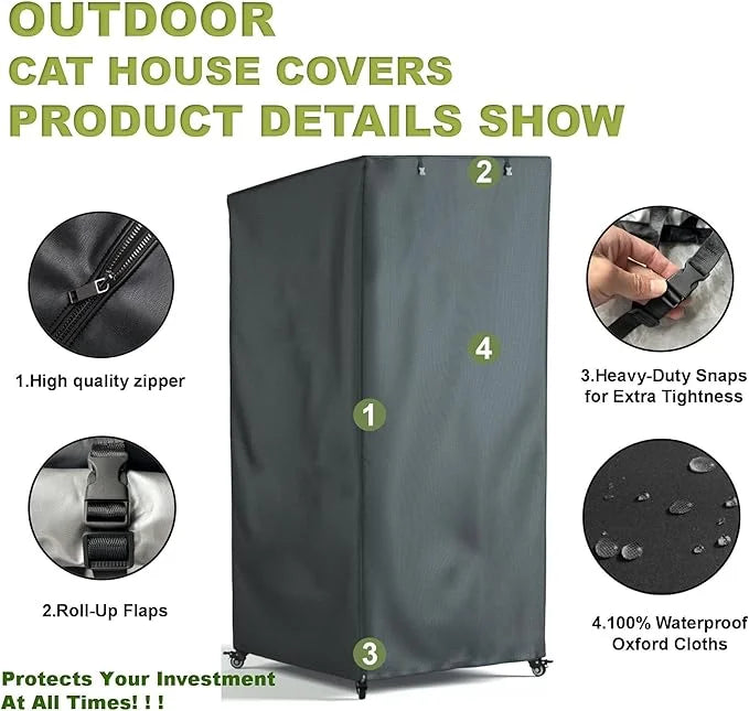 Outdoor Cat House Cover, Extremely Waterproof Feral Cattery Cat Cover, Cat Enclosure Cover, 600 D Heavy Duty Rain Sheet , ...