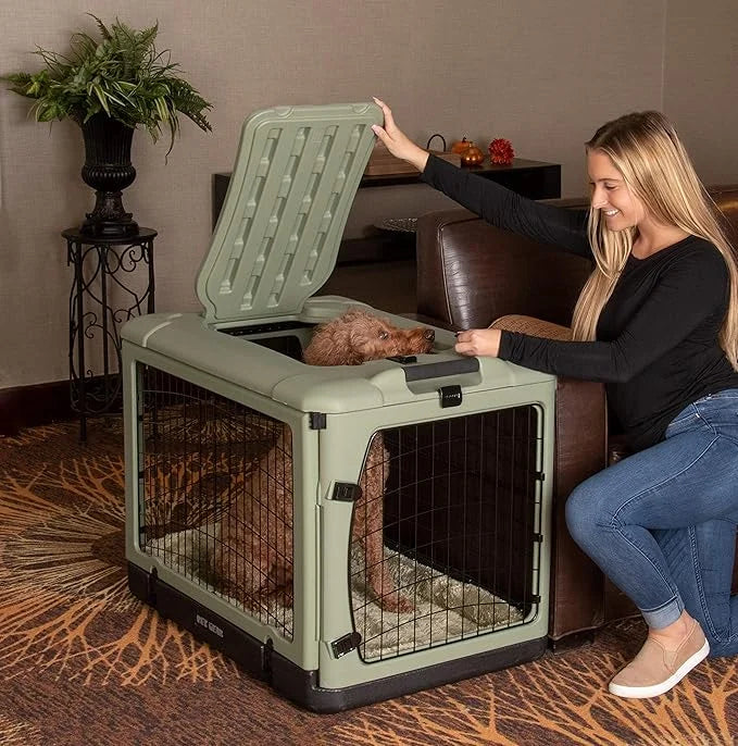 Pet Gear “The Other Door” 4 Door Steel Crate for Dogs/Cats with Garage-Style Door, Includes Plush Bed + Travel Bag, No Too...