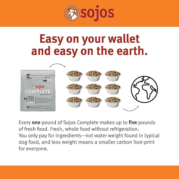SOJOS Complete Turkey & Salmon Recipe Dehydrated Senior Dog Food, 7 lb, Gray - Product Image
