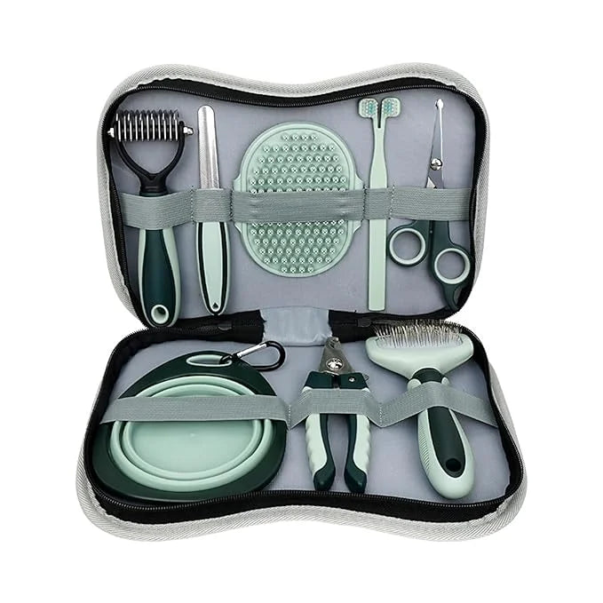 8 Pcs Pet Grooming Kit, Cat Dog Brush, Nail Clipper, Deshedding Brush, Undercoat Rake, Pet Shampoo Bath Brush, Toothbrush,...
