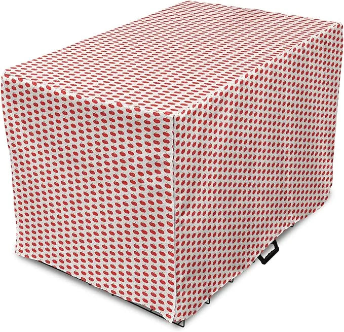 Lunarable Fruits Dog Crate Cover, Apple Fruit on Faded Dots Backdrop Fun Happy Pattern, Easy to Use Pet Kennel Cover for M...