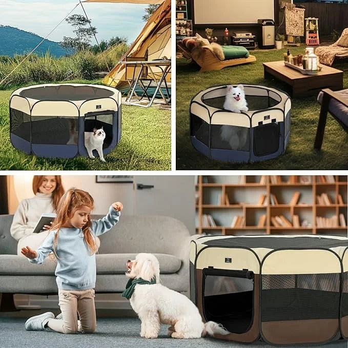 A4Pet Dog Playpen, Portable Pet Playpen, Pop Up Dog Playpen Indoor/Outdoor - Ideal for Small Medium Dogs - Removable Zippe...
