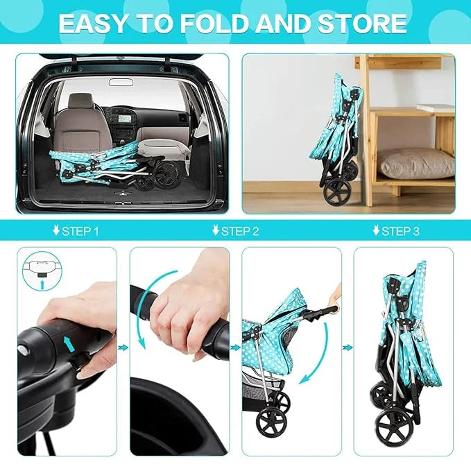 Dog Stroller for Small Dogs, Portable Pet Stroller for Cats Folding Puppy Stroller Lightweight Dog Cat Cage Jogger Strolle...