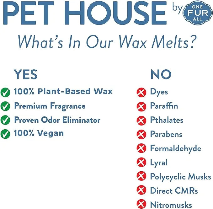 One Fur All Pet House Wax Melts - Sunwashed Cotton Pack of 4 - Odor Eliminating, Long-Lasting Scented Wax Melts - Natural,...