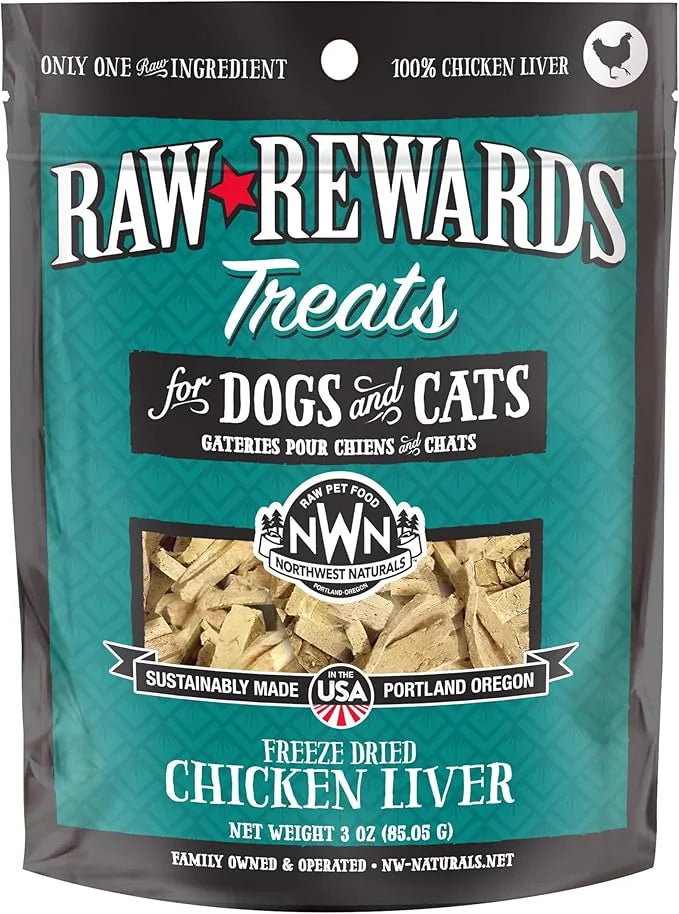 Northwest Naturals Raw Rewards Freeze-Dried Chicken Liver Treats for Dogs and Cats - Bite-Sized Pieces - Healthy, 1 Ingred...