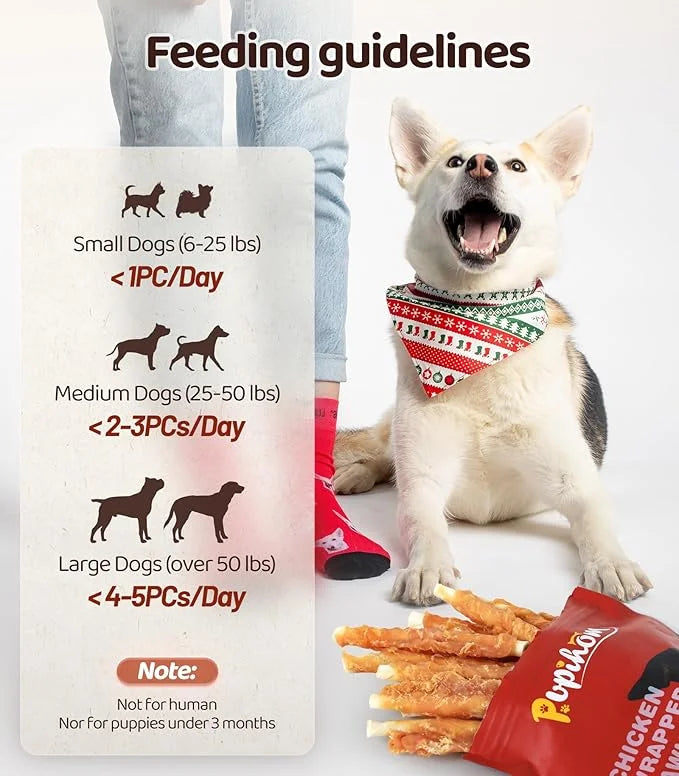 Dog Training Snacks,16OZ Chicken Wrapped Rawhide Stick Dog Treats, Grain Free, Delicious, and Nutritious High Protein Dog ...