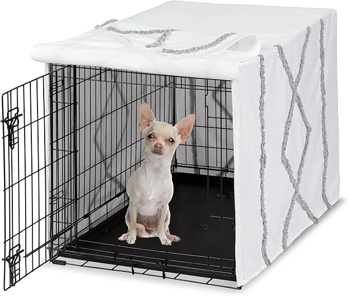 Sweet Jojo Designs 24in. Small Dog Crate Cover (Grey Boho Modern Tuft) Pet Cage, Kennel Covers (Bohemian, Farmhouse, Shabb...