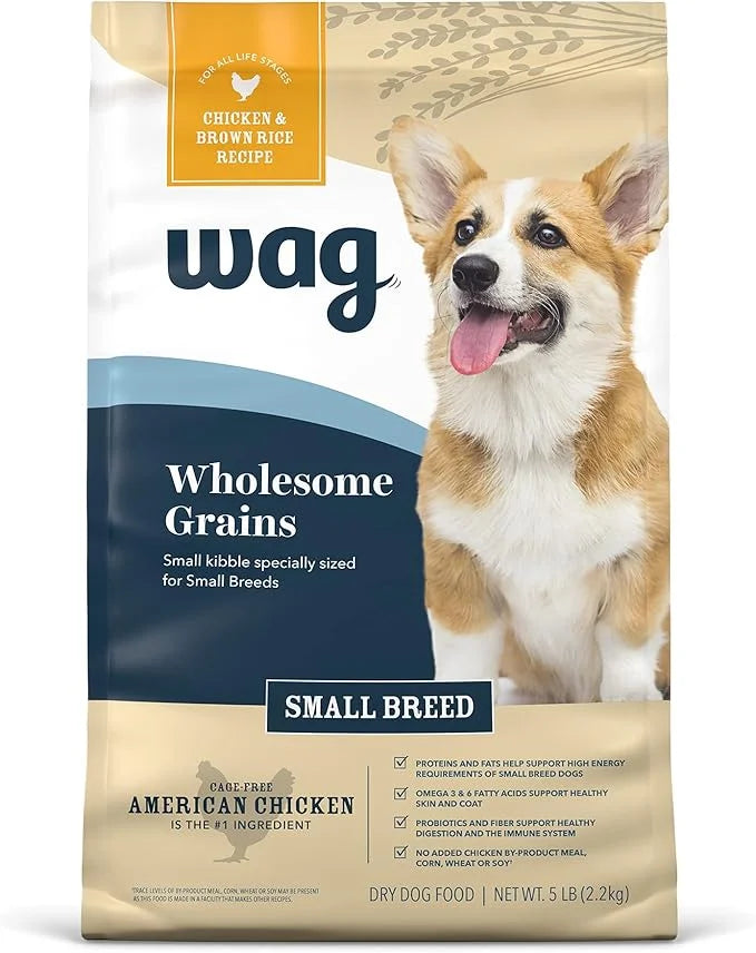 Amazon Brand – Wag Small Breed Dry Dog Food, Chicken and Brown Rice, 5 lb Bag - Product Image