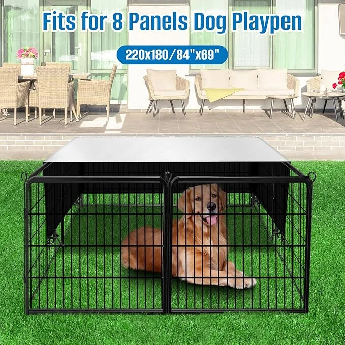Dog Playpen Cover,Heavy Duty 600D Oxford Fabric with Sun/Rain Dog Play Pen Cover Top Sun Shade Specialized Fits for 24/32/...