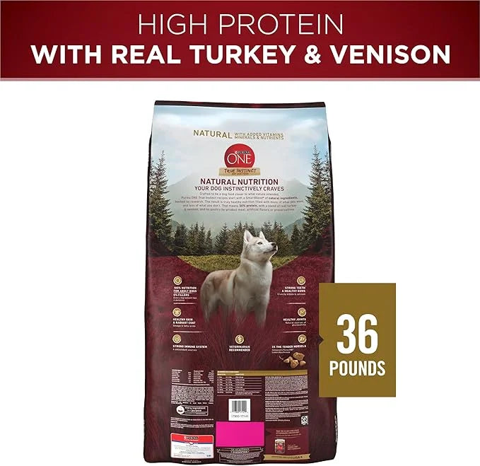 Purina ONE True Instinct With A Blend Of Real Turkey and Venison Dry Dog Food - 36 lb. Bag - Product Image