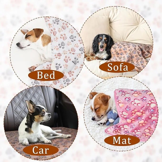 1 Pack 3 Blankets Super Soft Fluffy Premium Fleece Pet Blanket Flannel Paw Printed Throw for Dog Puppy Cat (Large 41x31'',...