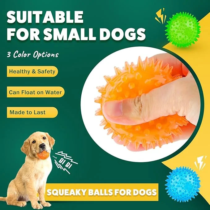 2 Different Functions Interactive Balls for Dogs 2.5” Squeaky Dog Balls Toys and Puppy Teething Chew Toy Balls for Small D...