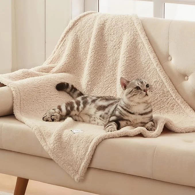 1 Pack 3 Calming Blankets Fluffy Premium Fleece Pet Blanket Soft Sherpa Throw for Dog Puppy Cat Beige Small (23" x16'') - ...