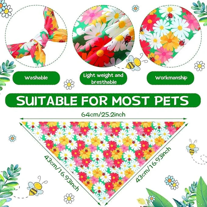 Sadnyy 40 Pcs Summer Spring Dog Bandanas Bulk for Dogs Flower Hawaiian Triangle Reversible Dog Bibs Adjustable Pet Kerchie...
