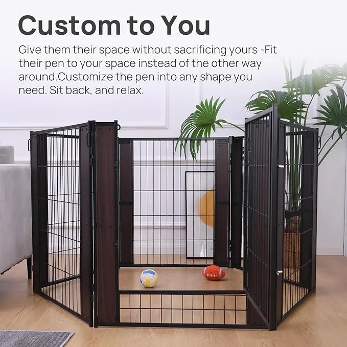 Heavy Duty Dog Playpen 32 Inch Height - Indoor Outdoor Pet Fence Enclosure for Medium and Small Dogs - Foldable Puppy Exer...
