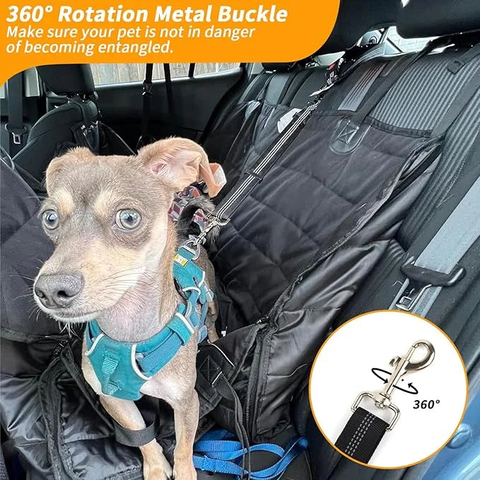4-in-1 Removable Dog Seat Belt for Car: Adjustable Pet Car Harness, Retractable Dog Car Harness Seatbelt with Poop Bag and...