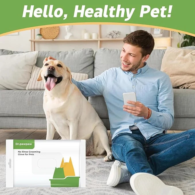 Cleaning Deodorizing Wipes for Dogs and Cats - Pet Grooming Gloves for Nourishing Fur - No Rinse Bathing Wipes for Daily C...