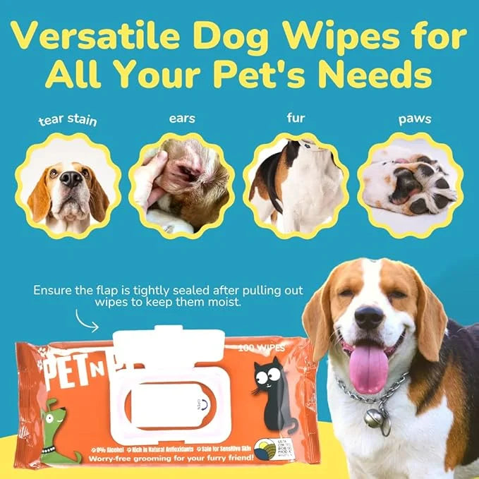 Pet N Pet Poop Bags For Dogs, 120 Counts Dog Poop Bags Rolls + 100% Plant Based Dog Wipes for Paws and Butt, 100 Counts Do...