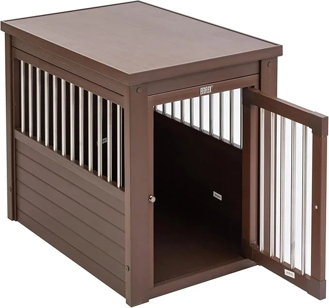 New Age Pet® ECOFLEX® Dog Crate End Table - Medium, Russet Brown, Durable Wood-Plastic Composite with Stainless Steel Latc...