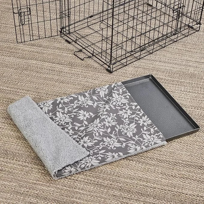 MidWest Homes for Pets Quiet Time Reversible Crate Pan Cover 36' Gray Floral/Fleece - Product Image