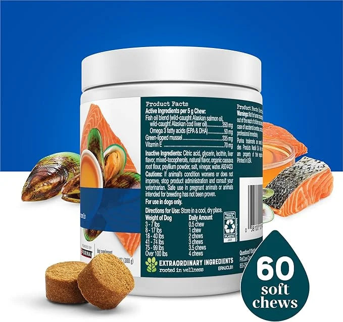 by Purina Hip and Joint Dog Supplements Soft Chews - 10.6 oz. Canister - Product Image