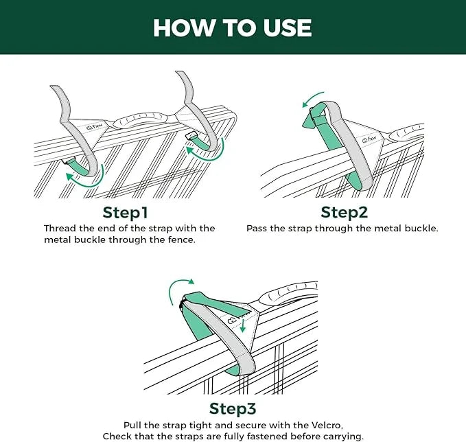 FXW Easy-Carry Straps, Fit 8-Panel of All Heights Dog Playpen, Designed for RV Trips, Green│Patent Pending - Product Image