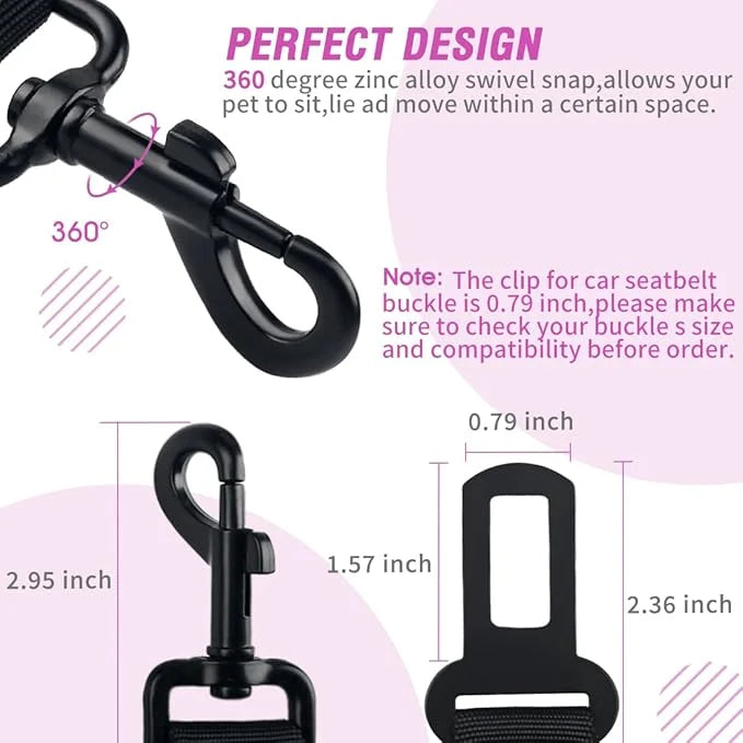 COOYOO Dog Seat Belt,3 Piece Set Retractable Dog Car Harness Adjustable Dog Seat Belt for Vehicle Nylon Pet Safety Seat Be...