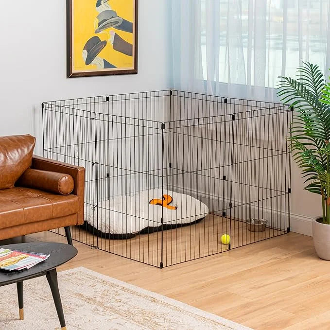 IRIS USA Metal Dog Playpen, 8-Panel 36" Pet Playpen, Puppy Playpen, Indoor/Outdoor Dog Fence, 58 x 58 x 36, Foldable, Cust...