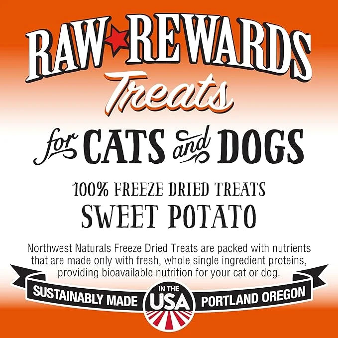 Northwest Naturals Raw Rewards Freeze-Dried Sweet Potato Treats for Dogs and Cats - Bite-Sized Pieces - Healthy, 1 Ingredi...