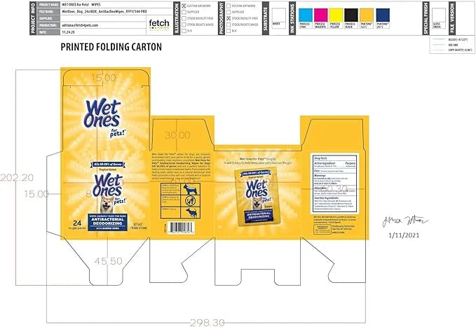 Wet Ones for Pets Deodorizing Multi-Purpose Dog Wipes with Baking Soda, 30 ct - 8 Pack | Dog Deodorizing Wipes for All Dog...