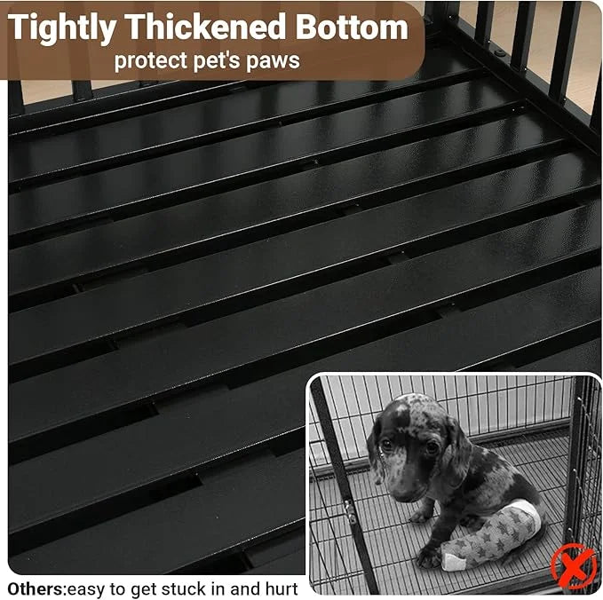 Heavy Duty Dog Crate, Escape Proof Dog Cage for Large Extra Large Dogs, 52 Inch, Dog Kennel Indoor with Lockable Wheels, I...