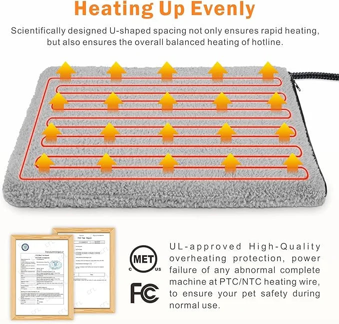 Heated Cat Bed, 11 Adjustable Temperature Pet Heating Pad Indoor for Dogs Cats Heating Mat with Timer, Auto Power Off, Ele...