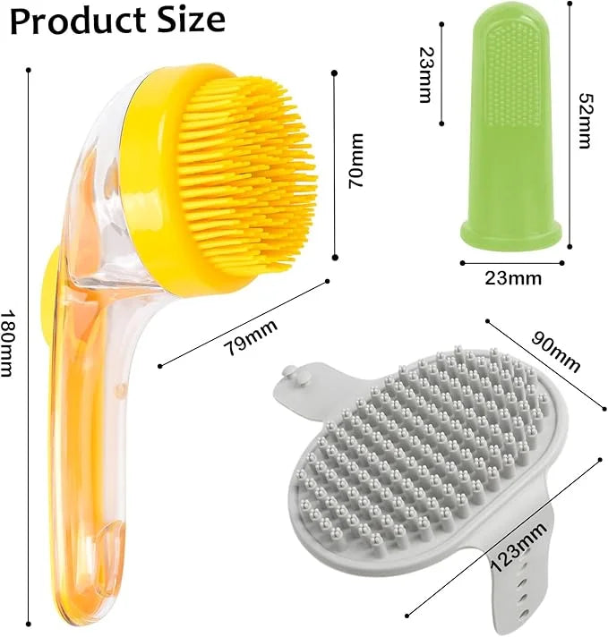 (6 Pcs) ELEGX Pet Grooming Bath Massage Brush with Soap and Shampoo Dispenser Soft Silicone Bristle for Long Short Haired ...