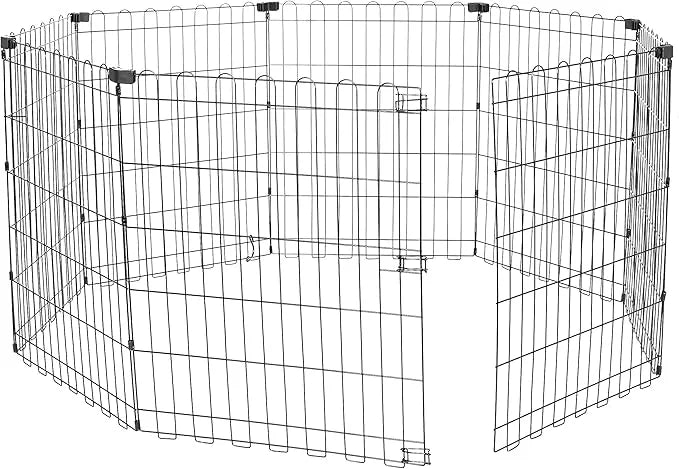 Amazon Basics Foldable Octagonal Metal Exercise Dog Playpen - Indoor/Ou, , Blacktdoor, No Door, Small (8 Panels, 24 x 30),...