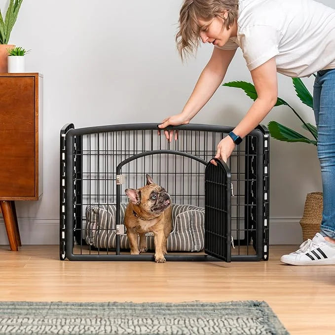 IRIS USA 24" 2-Panel Add-On Panels, Pet Dog Puppy Playpen, Foldable, Customizable, Black - Product Image